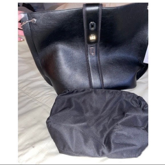 NWT TOPSHOP LEATHER LARGE BEAUTIFUL BAG WITH SILVER TURN LOCK & ADDITIONAL POUCH - Picture 7 of 11